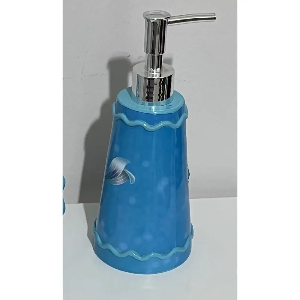 Disney Little Mermaid Lotion/Soap Pump & Toothbrush Holder Set Ariel Flounder